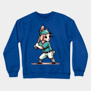 Vintage goat batter - Retro 1990s Cartoon Style Baseball Art Crewneck Sweatshirt